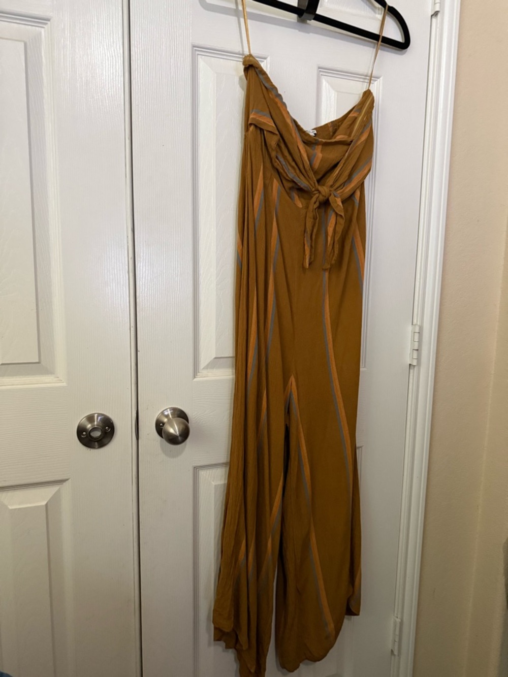 O'Neill Striped Strapless Jumpsuit cropped wide leg Size Large